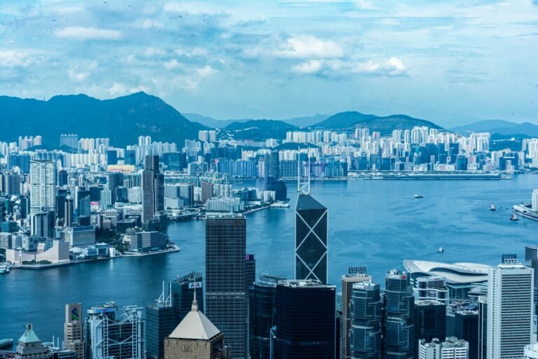 Explore the majestic Hong Kong skyline with its iconic skyscrapers and vibrant harbor.